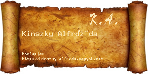 Kinszky Alfréda névjegykártya